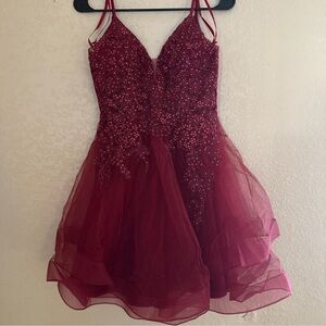 Elegant Burgundy Beaded Dress